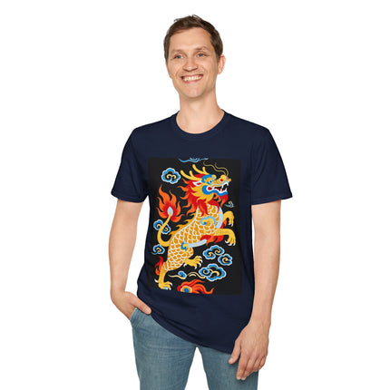 🐅🔥 The Golden Fire Tiger Softstyle T-Shirt – Celestial Flames & Eastern Fantasy