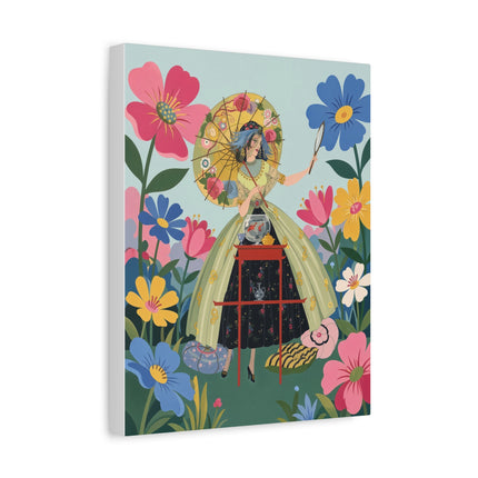 🌸🪞 The Floral Parasol Reflection Placemat – Art Deco Garden Fantasy