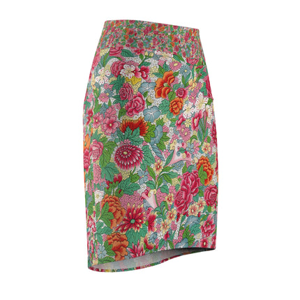 Colorful Flower Pattern by Owen Jones Women's Pencil Skirt (AOP)