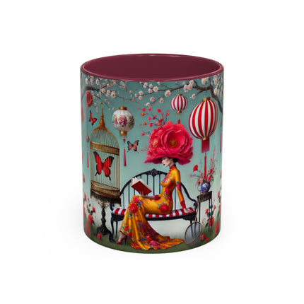 Reading in a Painted Garden Colorful Mugs (11oz, 15oz)