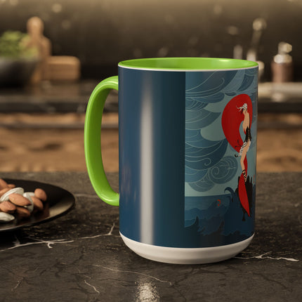 Siren of the Waves Colorful Mugs – Dramatic Sea Power & Bold Elegance
