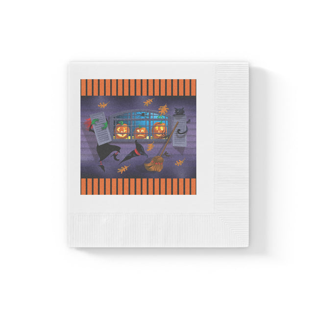 Whimsical Halloween Mischief White Coined Napkins