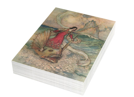 Rita Rides on the Dolphin by Warwick Goble Postcards (envelopes included) - Bundles of 10, 30, 50 Pieces