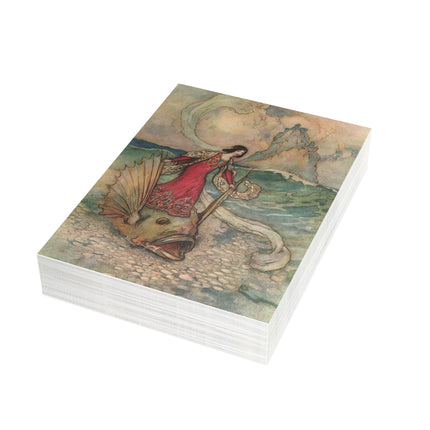 Rita Rides on the Dolphin by Warwick Goble Postcards (envelopes included) - Bundles of 10, 30, 50 Pieces