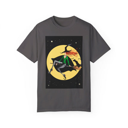 A Witch’s Moonlit Flight Unisex Garment-Dyed T-shirt