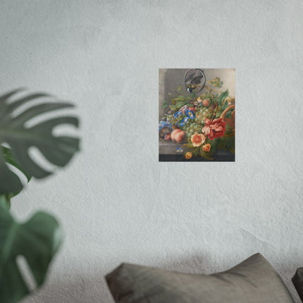 Still Life With Flowers, Fruit, A Great Tit And A Mouse by Herman Henstenburgh Fine Art Posters