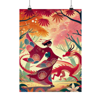 🐉🧚 The Dragon Fairy’s Dance Matte Vertical Poster – Spring Magic & Mythical Grace