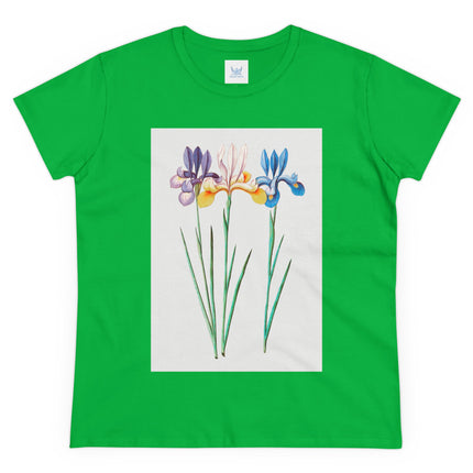Women's Blue Iris Print Midweight Cotton Tee