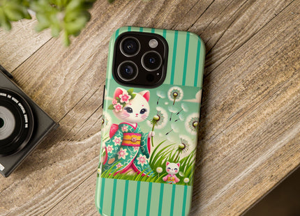 Geisha Kitten and the Dandelion Phone Cases