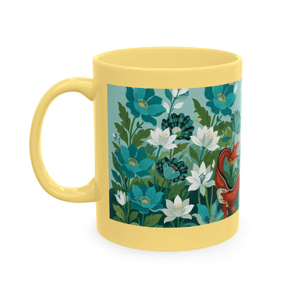 🐉🌿 The Lady & The Garden Dragon Ceramic Mug – Art Deco Botanical Whimsy