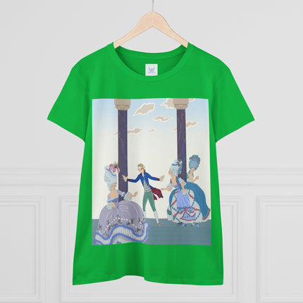 🎭🌸 The Garden Masquerade Cotton Tee – Art Deco Fashion Illustration