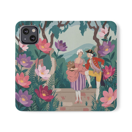 🌺🎭 The Garden Courtship Flip Case – Art Deco Floral Romance