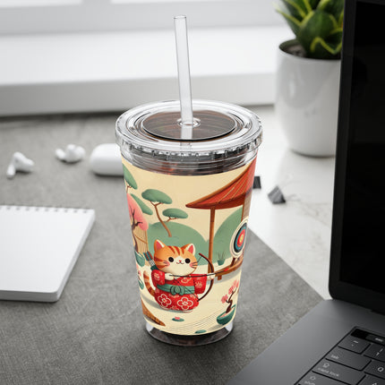 Archer Kitten in the Zen Garden Sunsplash Tumbler with Straw, 16oz