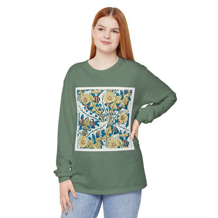 Art Nouveau Dandelion Flower Garment-dyed Long Sleeve T-Shirt
