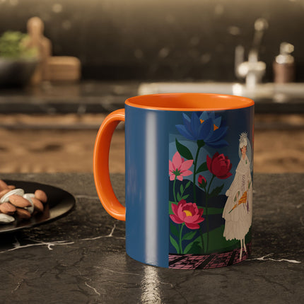 The Lady Of The Golden Parasol Colorful Mugs – Art Deco Botanical Elegance