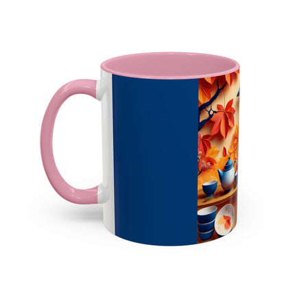 Blue Jay at an Autumn Tea Ceremony Colorful Mugs (11oz, 15oz)