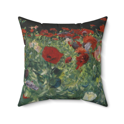 Poppies (A Study of Poppies for Carnation, Lily, Lily, Rose) by John Singer Sargent Spun Polyester Square Pillow