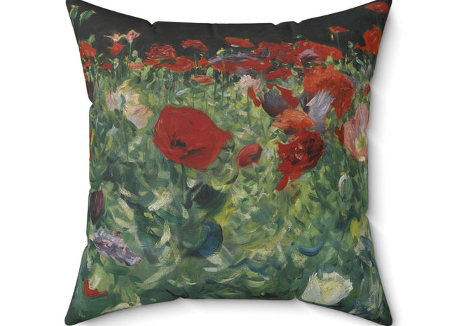 Poppies (A Study of Poppies for Carnation, Lily, Lily, Rose) by John Singer Sargent Spun Polyester Square Pillow