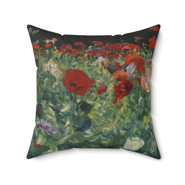 Poppies (A Study of Poppies for Carnation, Lily, Lily, Rose) by John Singer Sargent Spun Polyester Square Pillow