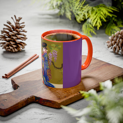 Wisteria Elegance Colorful Mug (11oz, 15oz) – Floral Beauty, Kimono Art & Timeless Grace