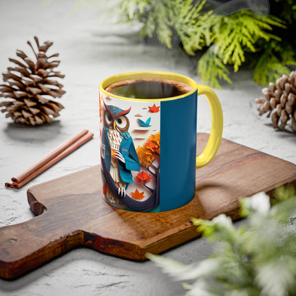 Owl at an Autumn Park Colorful Mugs (11oz, 15oz)