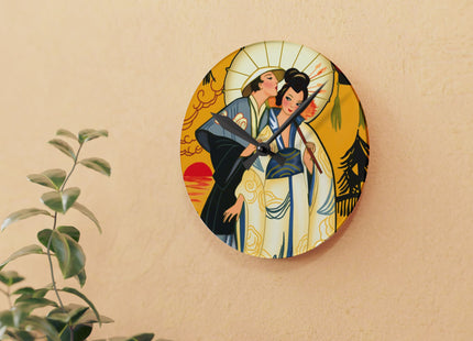 Golden Embrace Acrylic Wall Clock