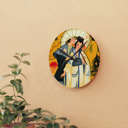 Golden Embrace Acrylic Wall Clock