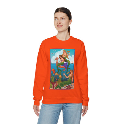 Three Mermaids with Strings of Pearls by Carlo Chiostri Heavy Blend™ Crewneck Sweatshirt