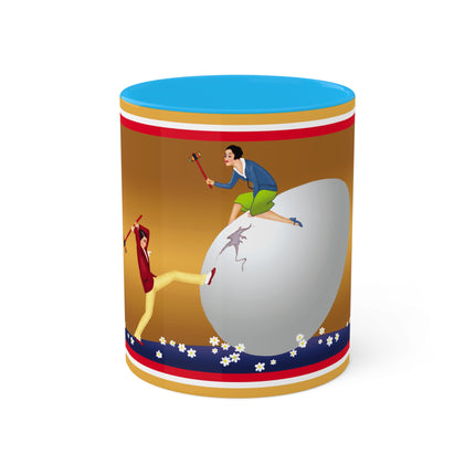 Crack-Up Comedy: The Great Egg Duel Colorful Mugs, 11oz