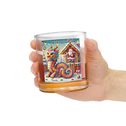 Playful Dragon's Christmas Rocks Glass, 10oz