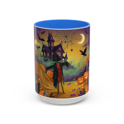 🌙🎃 The Scarecrow Of Haunted Hollow Colorful Mug – Whimsical Halloween Mystery