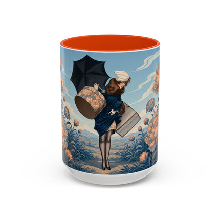 ☔🌸 The Grand Floral Journey Colorful Mug – Art Deco Travel Elegance