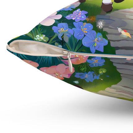 Baby Unicorns and Fluttering Butterflies Spun Polyester Square Pillow