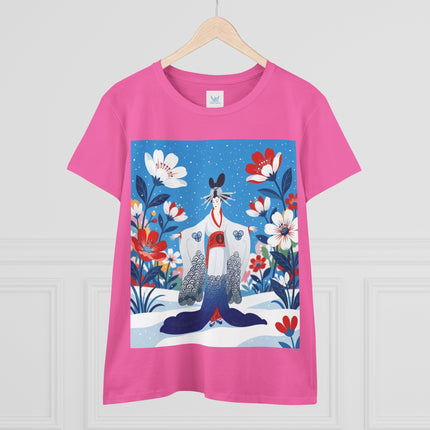 🌸❄️ The Winter Blossom Kimono Cotton Tee – Japanese-Inspired Floral Elegance