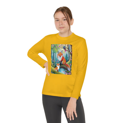 Mischievous Fox Youth Long Sleeve Competitor Tee – Woodland Fun & Storybook Adventure