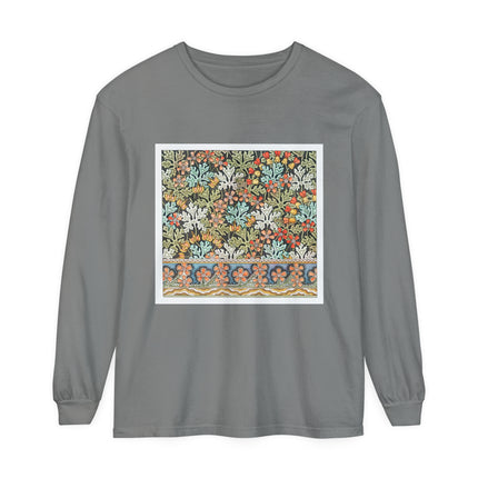 Art Nouveau Geranium Flower Garment-dyed Long Sleeve T-Shirt