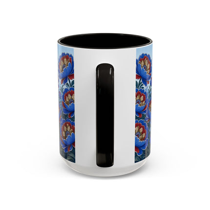 💙🌺 The Sapphire Blossom Garden Dancer Colorful Mug – Art Deco Fashion Fantasy