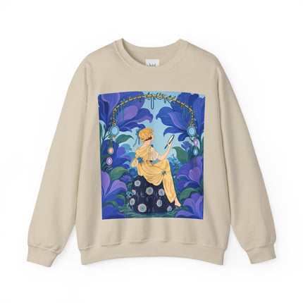 🪞🌺 The Enchanted Garden Mirror Crewneck Sweatshirt – Art Deco Fashion Whimsy
