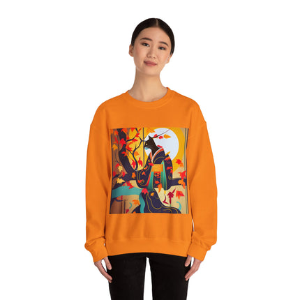 Black Cat in Kimono Unisex Heavy Blend™ Crewneck Sweatshirt