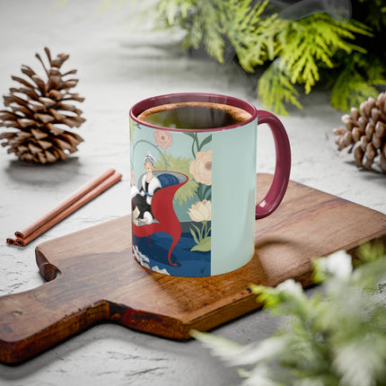 The Lady Of The Scarlet Chaise Colorful Mugs – Art Deco Romantic Elegance