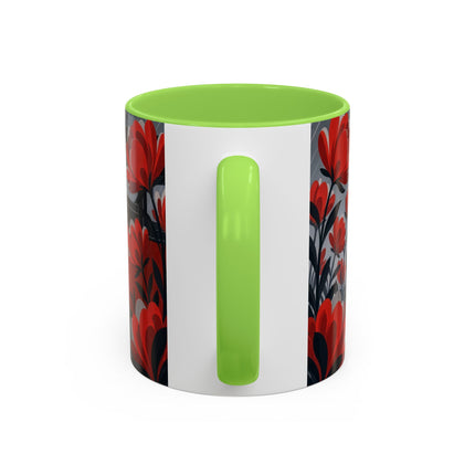 ☔🌹 The Scarlet Rainstorm Promenade Colorful Mug – Art Deco Motoring Elegance