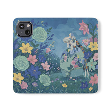🌸💙 The Lovers In The Enchanted Garden Flip Case – Art Deco Floral Romance