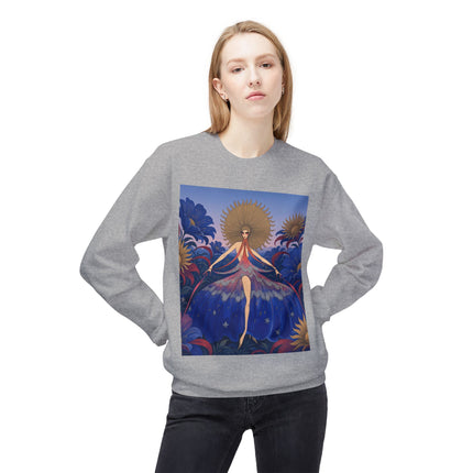 🌞🌸 The Celestial Blossom Garden Dancer Midweight Crewneck Sweatshirt – Art Deco Floral Fantasy
