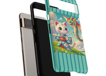 Geisha Kitten and the Dragon Kite Phone Cases