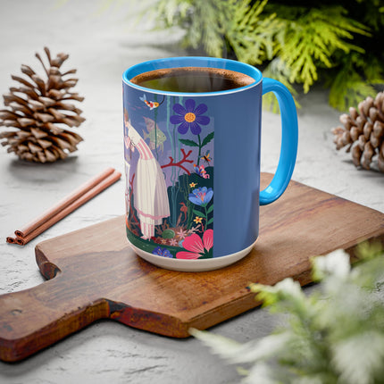 The Lady Of The Enchanted Aquarium Colorful Mugs – Art Deco Aquatic Elegance