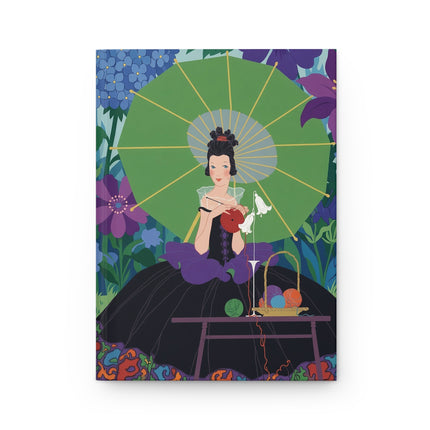 🧶🌺 The Lady Of The Garden Knitting Circle Hardcover Journal – Art Deco Floral Whimsy