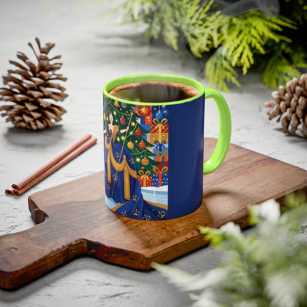👑🎄 The Christmas Queen Of Golden Bells Colorful Mug – Art Deco Holiday Elegance