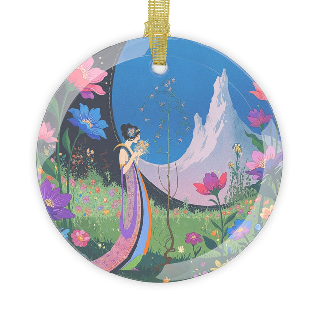 🌊📖 The Lady And The Sea Breeze Glass Ornament – Art Deco Coastal Serenity
