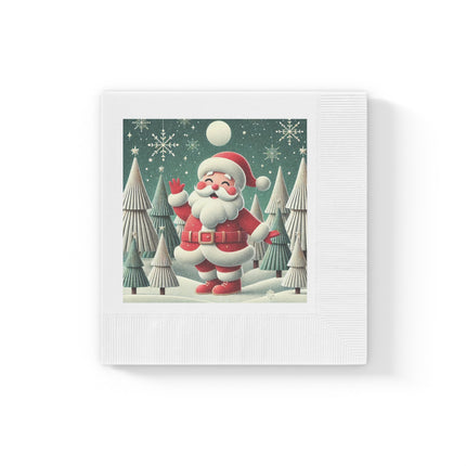 Santa's Joyful Night White Coined Napkins