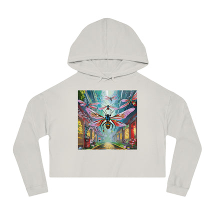 Neon Swarm Cropped Hooded Sweatshirt